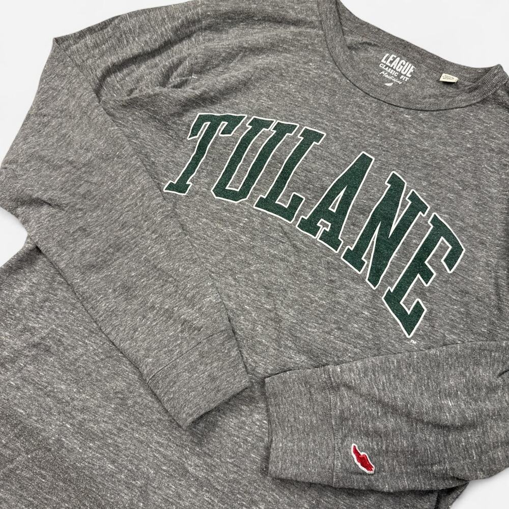 Tulane University long sleeve tee shirt Heather grey and green - size men’s M